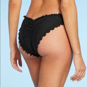 Shade & Shore Swim Women's Black Ruffle Cheeky Bikini Bottoms Size Small